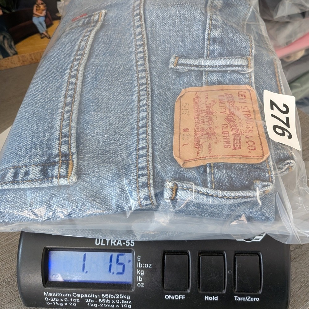 Levis 505 Jean Shorts Mens 38 Straight Fit Distressed Denim Dad Grandpa y2k VTG - Picture 11 of 11